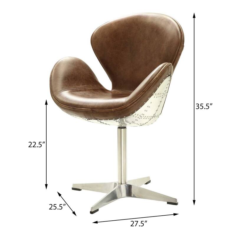 Retro Chrome Accent Chair,Swivel Chair with Padded Cushion
