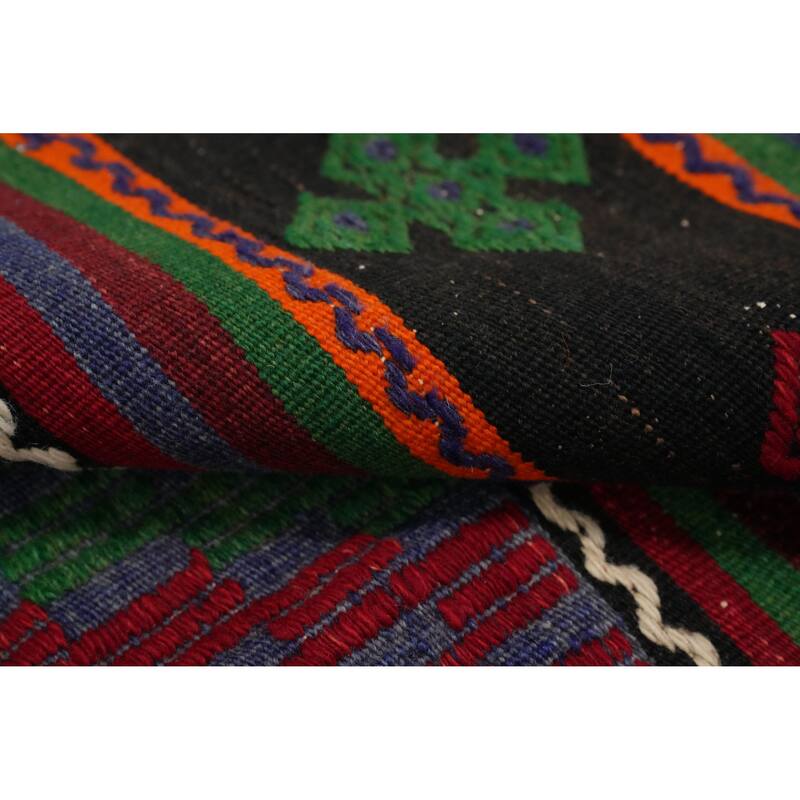 Hand Woven Oriental 100% Wool Carpet Southwestern Tribal Multi-Colored Kilim Area Rug - 9' 9'' X 5' 6''