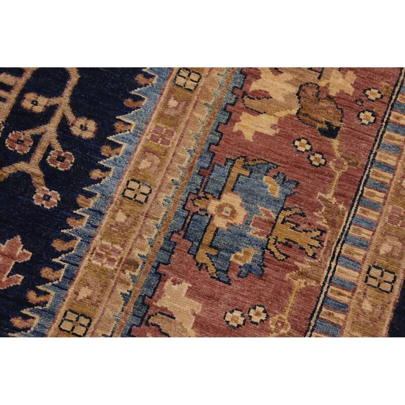 Classic Ziegler Rosie Blue Brown Hand-knotted Wool Rug - 8 ft. 10 in. x 11 ft. 9 in.