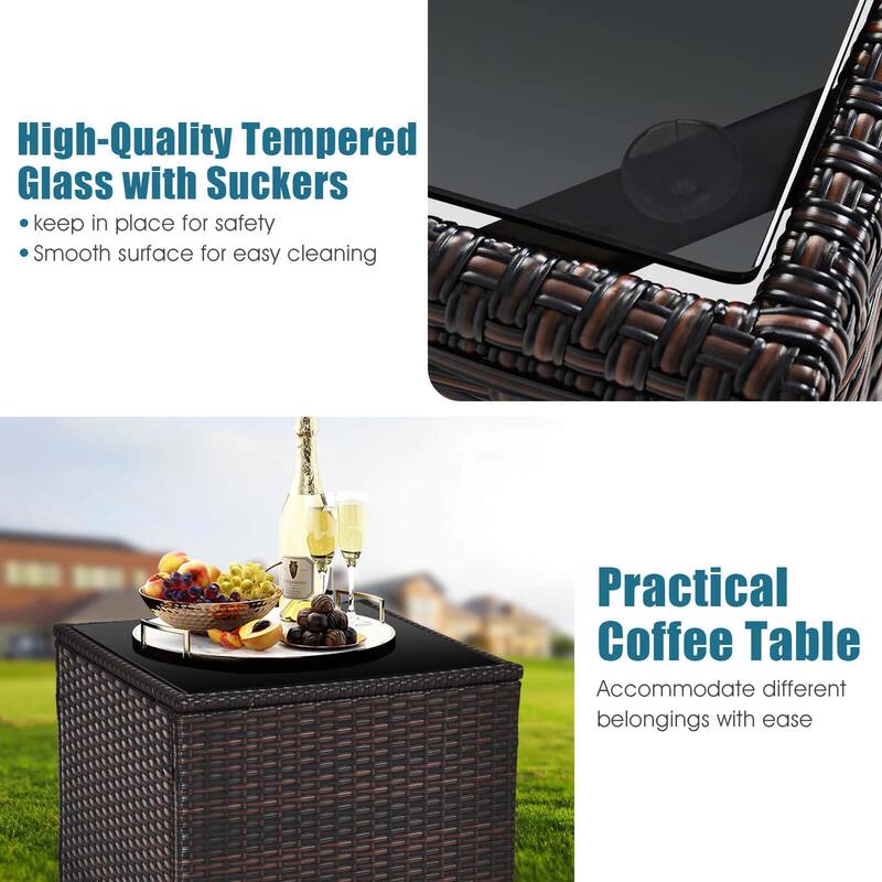Costway 3PCS Patio Rattan Furniture Set Cushioned Conversation Set - See Details