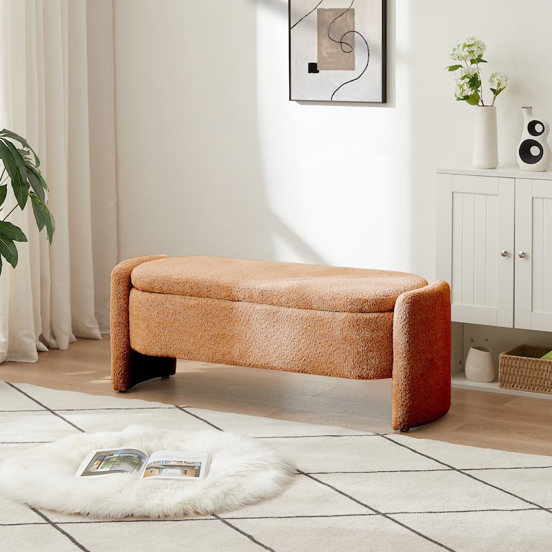 Modern Oval Storage Bench with Large Storage Space
