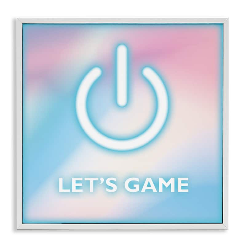 Stupell Pastel Let's Game Power Symbol Framed Giclee Art Design By Yass Naffas Designs - 17 x 17 - White