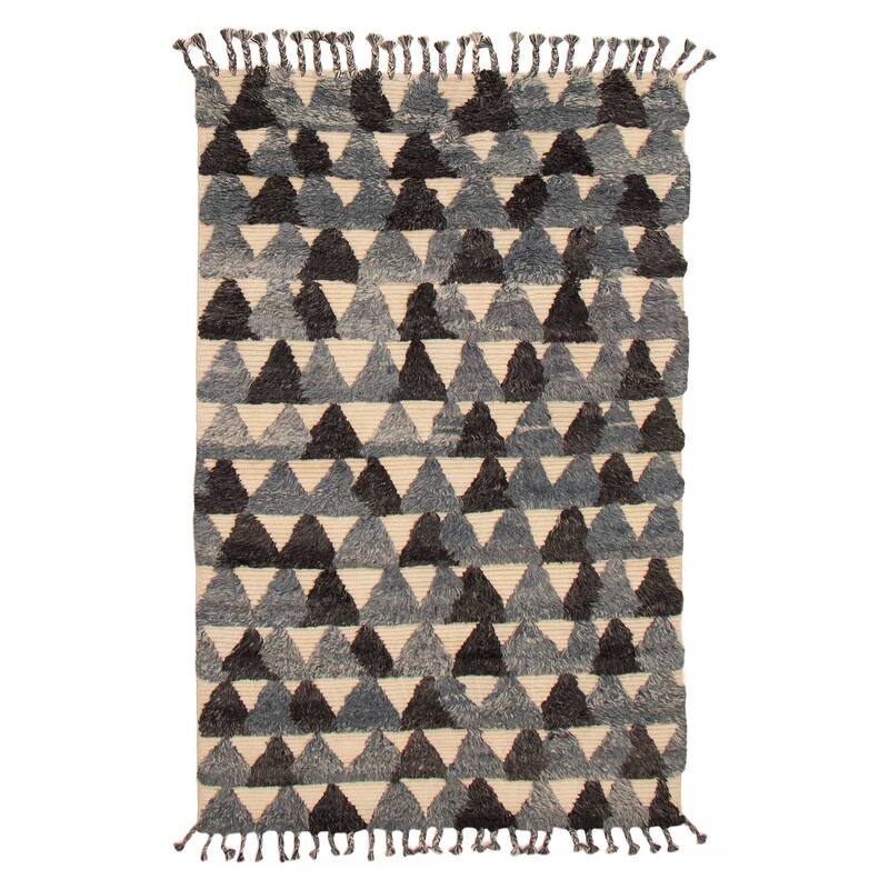ECARPETGALLERY Hand-knotted Tangier Grey Wool Rug - 5'0 x 7'11 - Grey - 5'0 x 7'11