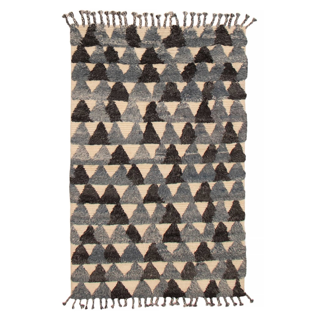 ECARPETGALLERY Hand-knotted Tangier Grey Wool Rug - 5'0 x 7'11