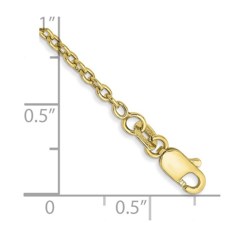 Curata 10k Yellow Gold 9-inch 2.0mm Polished Cable Chain Anklet
