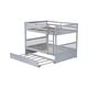 preview thumbnail 10 of 10, Full Size Rubberwood Bunk Bed with Pull-Out Trundle, Convertible to Two Separate Beds, Safety Guardrails and Ladder Included