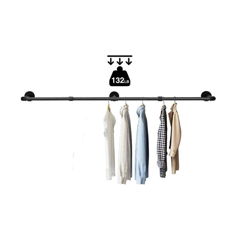 Super Long Industrial Pipe Clothing Rack - 11"D x 72"W x 3.5"H