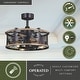 preview thumbnail 2 of 12, Kodiak 21 in. Rustic Fandelier Ceiling Fan, Anigre Blades, Dimmable LED Light Kit and Remote Control, Wildlife Caged Drum Shade