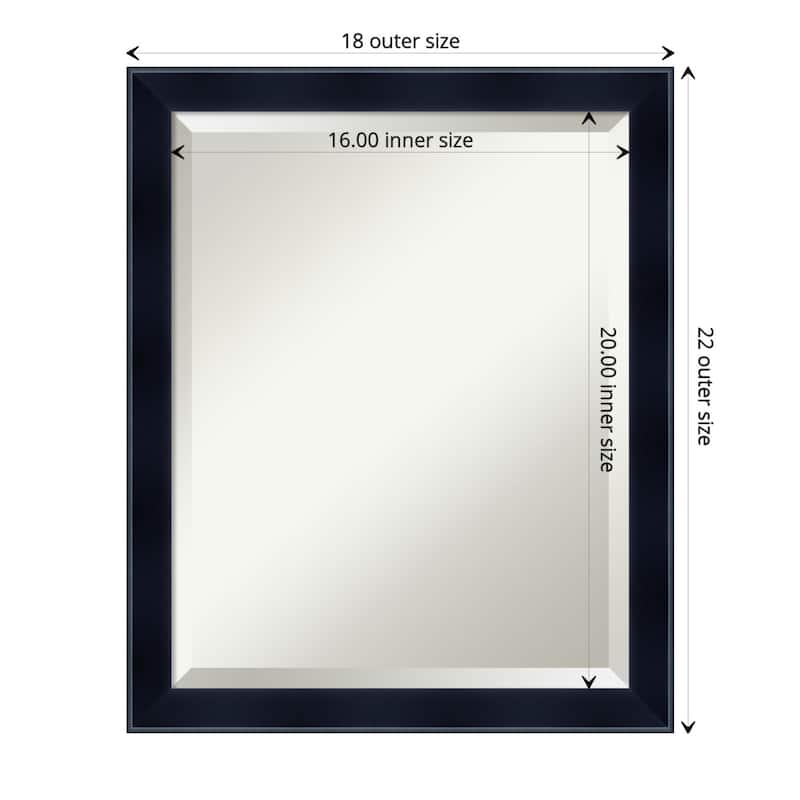 Beveled Wood Wall Mirror - Madison Black Frame - Outer Size: 18 x 22 in