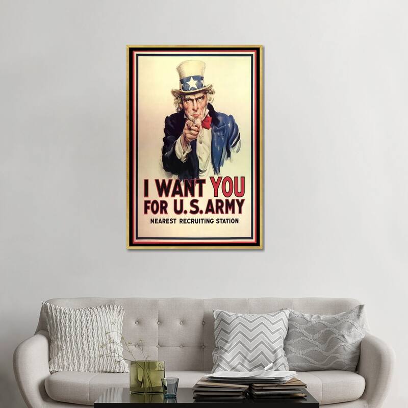 iCanvas "Uncle Sam- I Want You Vintage Poster, J. M. Flagg" by j. M. Flagg Framed Canvas Print