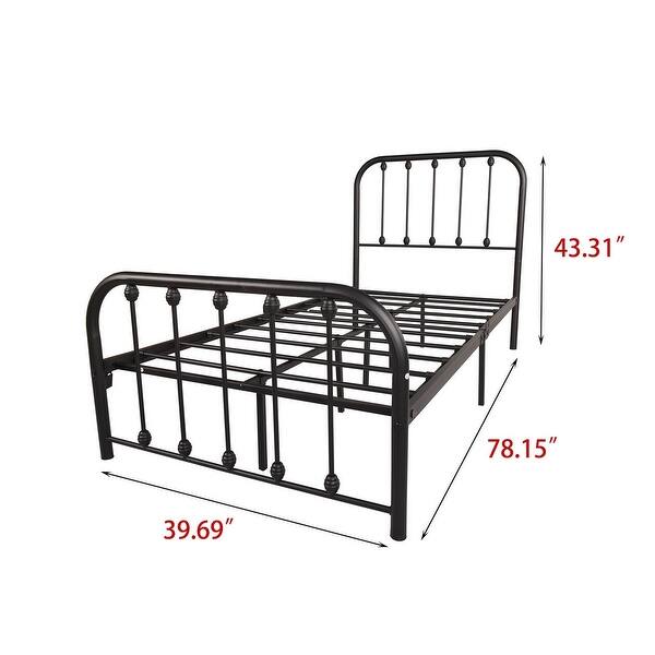 dimension image slide 8 of 9, Alazyhome Sturdy Metal Platform Bed Frame