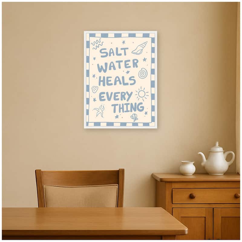 Kate and Laurel Salt Water Heals by Megan Ryan Framed Canvas Wall Art Print