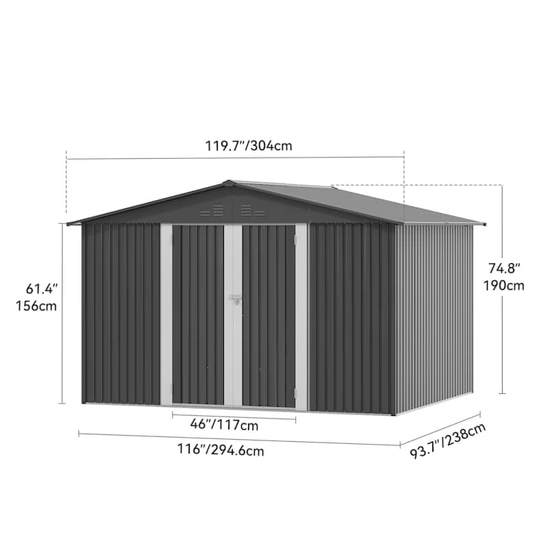 Moasis 10 ft. W x 8 ft. D Steel Storage Shed