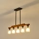 preview thumbnail 27 of 67, Farmhouse Linear Chandelier Rustic Wood Kitchen Island Lighting Dining Room Pendant Light Fixture with Seeded Glass Shade