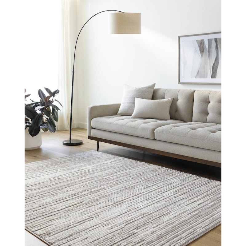 Livabliss Maguire Casual Stripe Area Rug - Taupe - 7' 10" x 10'