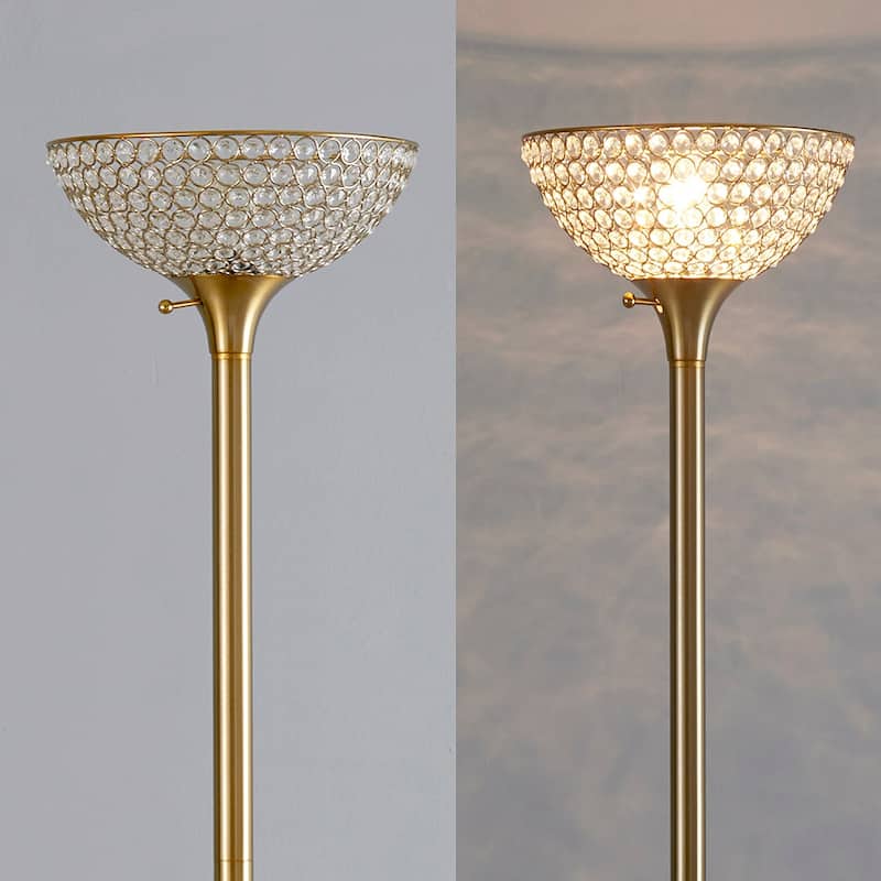 HOMEGLAM Lucie 71-inch Crystal Shade Torchiere Floor Lamp