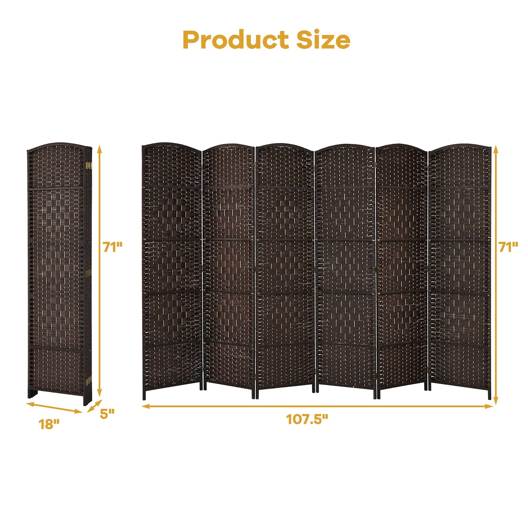 6 Panel Tall Room Divider Freestanding Wood Partition Room Dividers