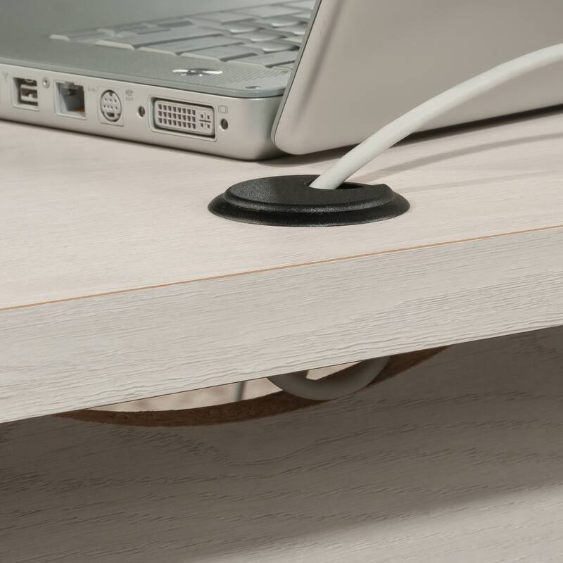 Engineered Wood Transitional L-Shaped Desk with File Drawer, White