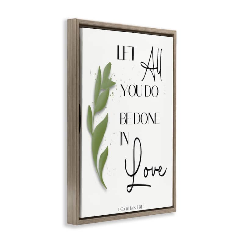 Stupell Done In Love Proverb Framed Floater Canvas Wall Art Design By Amber Clarkson
