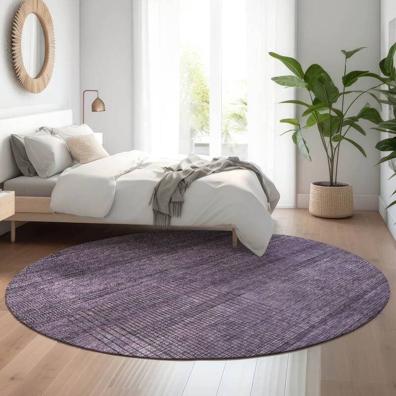 Premium Washable Super Soft Solid Hatches Mayfield Rug - Plum - 8' x 8' - Round