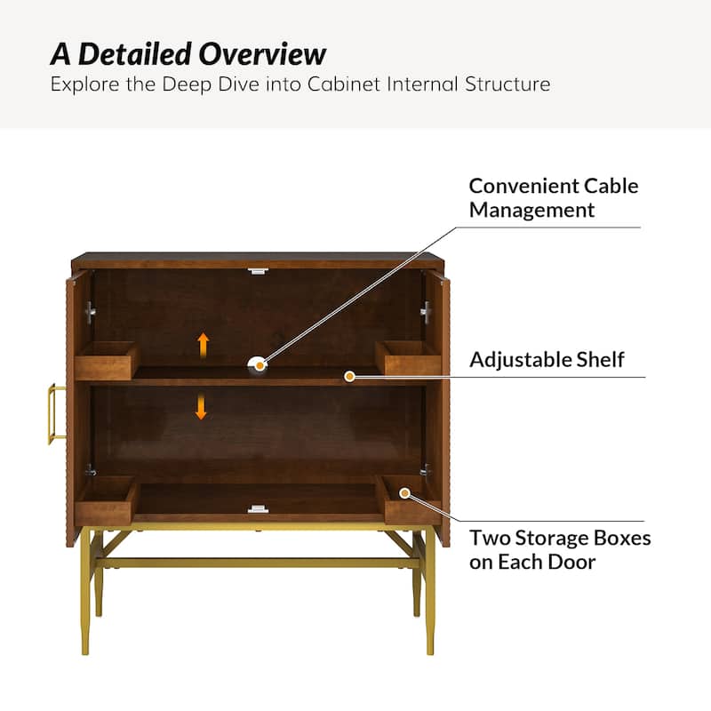 Uirich 34'' Tall 2 - Door Modern Accent Cabinet with Adjustable Shelves by HULALA HOME