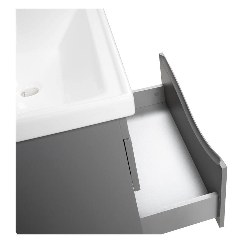 Modern Wall-Mounted Bathroom Vanity with Washbasin Wave Gray Matte Non-Toxic MDF-26"-Diamond 24"