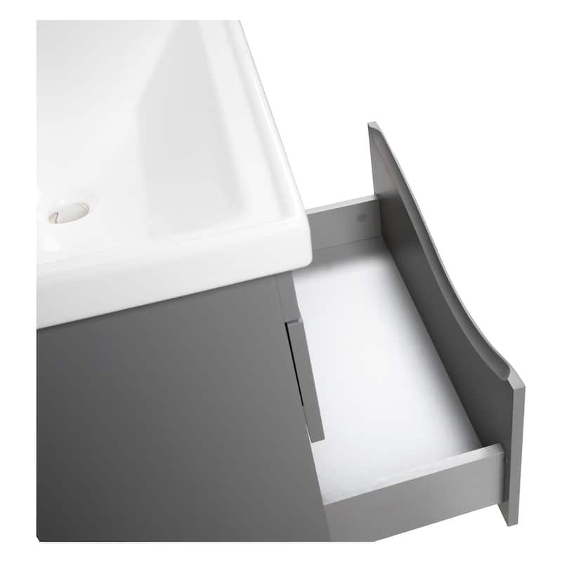 Modern Wall-Mounted Bathroom Vanity with Washbasin Wave Gray Matte Non-Toxic MDF-26"-Omega R-line 32"
