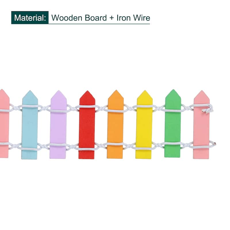 35 Inch Miniature Garden Fence Mini Ornament Wood Picket Multicolored