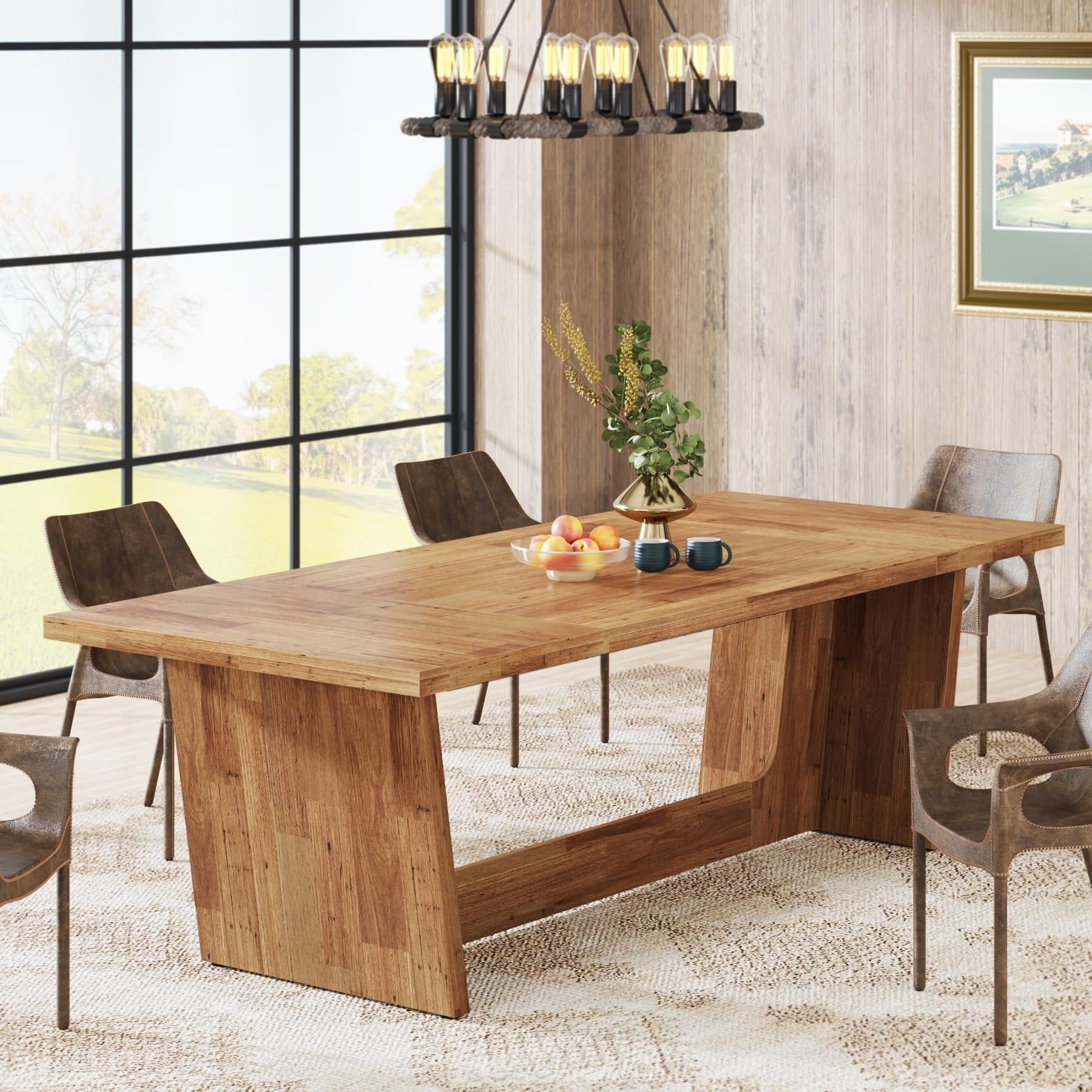 70.87-Inch Wood Dining Table, Large Dining Room Table for 6-8