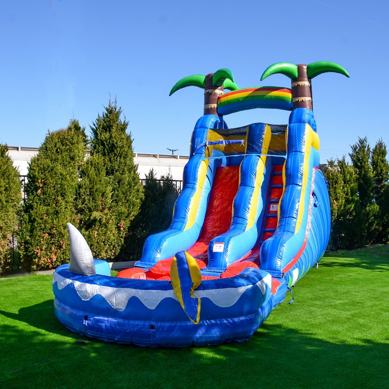 Outsunny 6-in-1 Inflatable Water Slide, Kids Castle Bounce House Includes Slide, Trampoline, Pool, Water Gun, Climbing Wall
