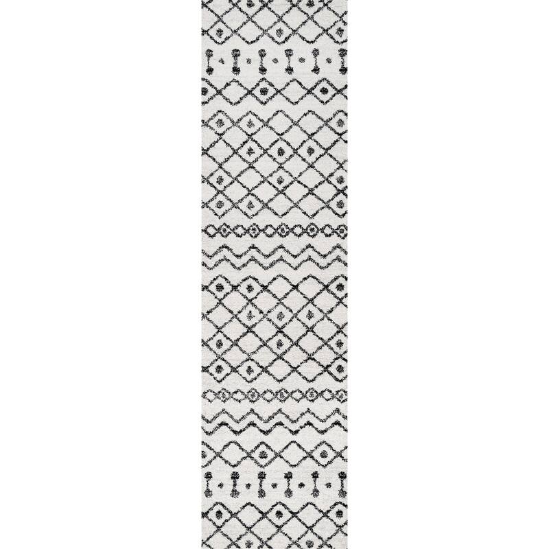 JONATHAN Y Izil Moroccan Beni Souk Area Rug - 2 X 8 - Cream/Black
