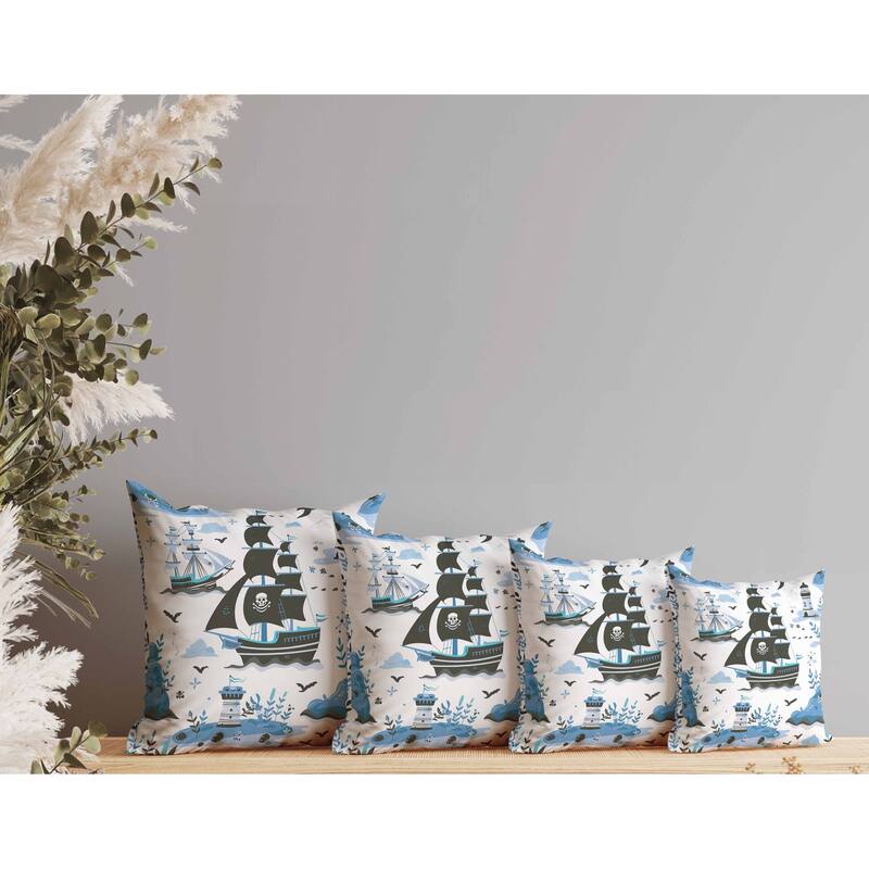 Treasure Island Faux Suede Reversible Throw Pillow Black and Blue