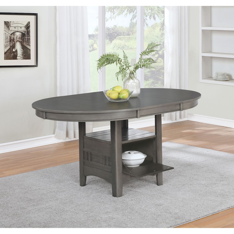 Lavon Oval 60-inch Wood Extension Leaf Dining Table - Medium Grey