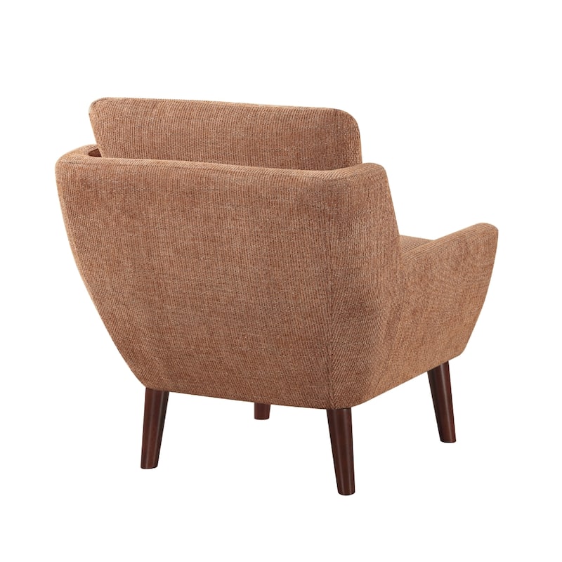 Veny Accent Armchair, Burnt Orange Chenille, Solid Wood Angled Legs
