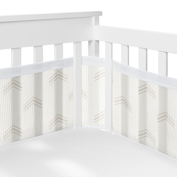 slide 2 of 6, Sweet Jojo Designs + BreathableBaby Breathable Mesh Crib Liner Ivory Boho Chic Arrows Boy Girl Gender Neutral Solid Farmhouse