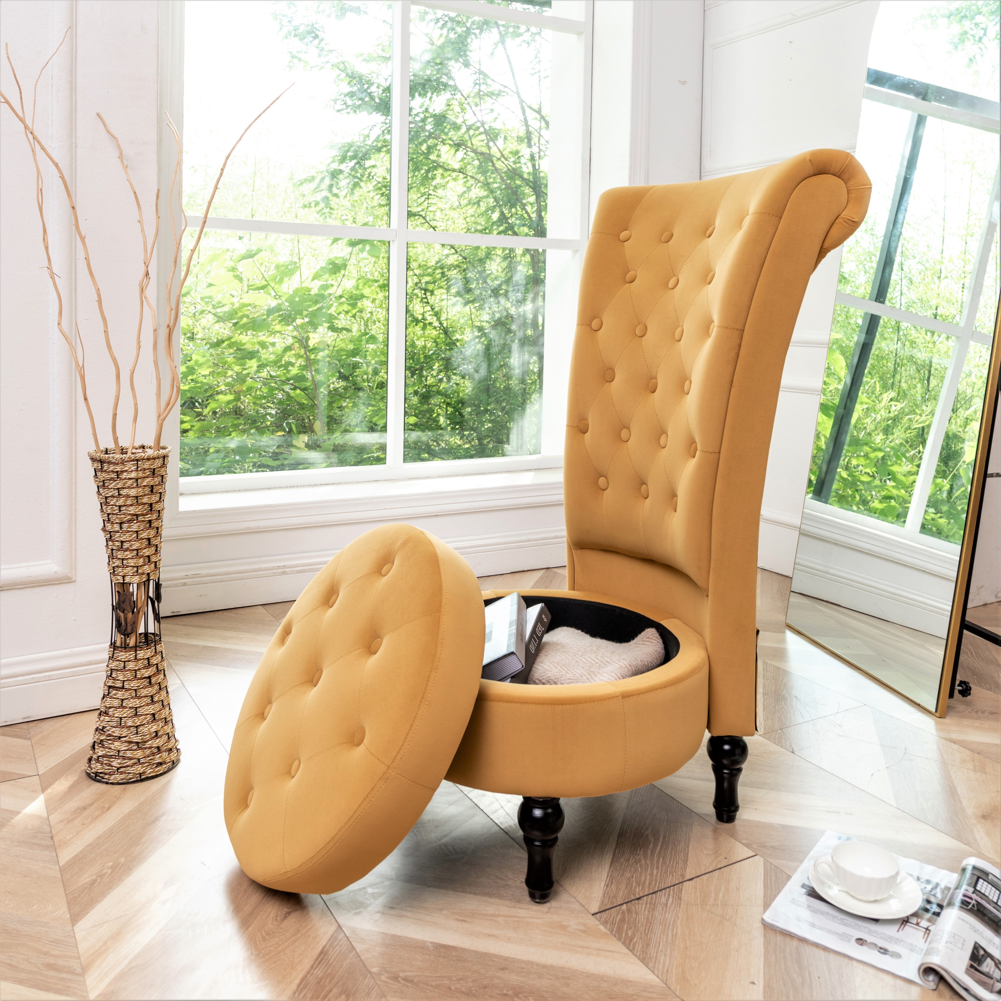 High back top vanity chair