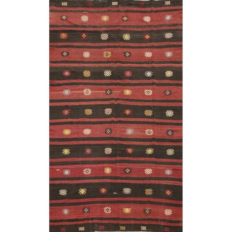 Hand Woven Oriental 100% Wool Carpet Southwestern Tribal Multi-Colored Kilim Area Rug - 10' 5'' X 6' 3''