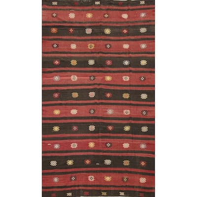 Hand Woven Oriental 100% Wool Carpet Southwestern Tribal Multi-Colored Kilim Area Rug - 10' 5'' X 6' 3''