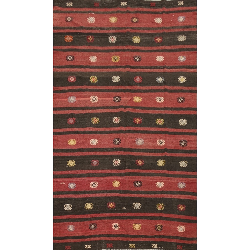 Hand Woven Oriental 100% Wool Carpet Southwestern Tribal Multi-Colored Kilim Area Rug - 10' 5'' X 6' 3''