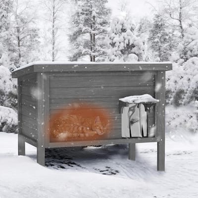 BOSSIN Outdoor Cat House Feral Cat-Shelter Cat Enclosure,100% Insulated All-Round Foam Weatherproof, Large Wooden Pet House