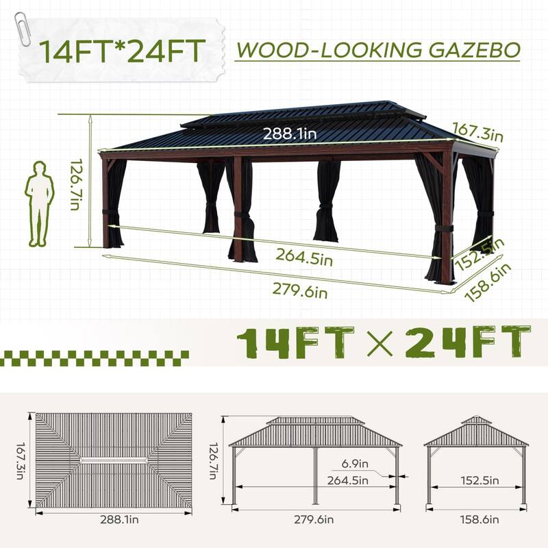 VEIKOUS Outdoor Premium Gazebo with Galvanized Steel Double Roof, Aluminum Frame, and High-Quality Nettings