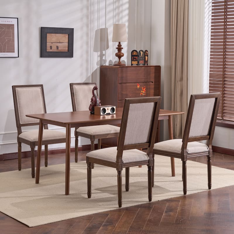 Christopher Knight Home - French Country Dining Chairs Set with Upholstered Backrest & Upholstered Seats with Fluted Legs