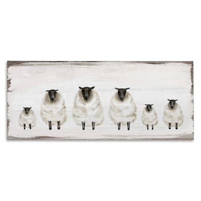 Stupell Fluffy Farm Sheep Herd Rustic Country Animals Canvas Wall Art