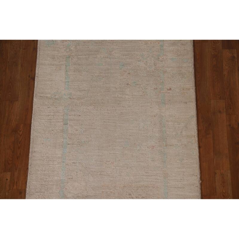 Oushak Oriental Runner Rug Handmade Vegetable Dye Wool Carpet - 3'1"x 11'10"