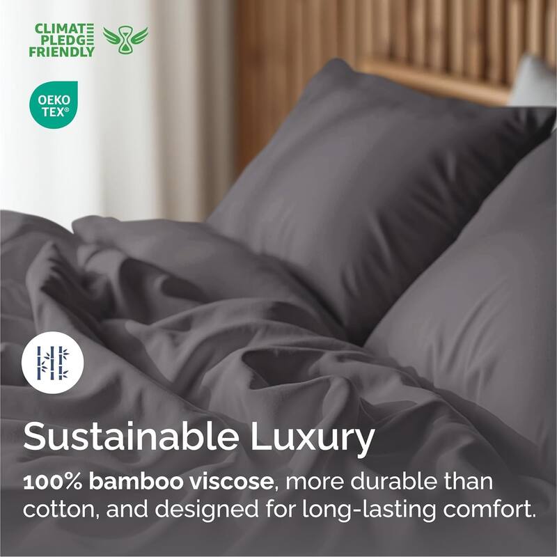 CGK Linens Solid Rayon From Bamboo 4 Piece Deep Pocket Soft Bed Sheet Set