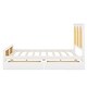 preview thumbnail 7 of 5, Full Size Wood Storage Platform Bed with Rattan Headboard