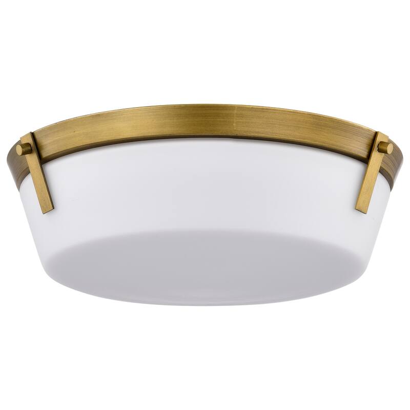 Rowen 3 Light Flush Mount - Natural Brass Finish - Etched White Glass - Natural Brass - Natural Brass