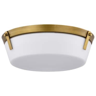 Rowen 3 Light Flush Mount - Natural Brass Finish - Etched White Glass - Natural Brass