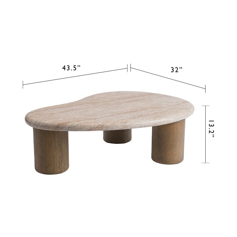 Studio London Coffee Table with Travertine Effect Concrete Top and Faux Wood Leg