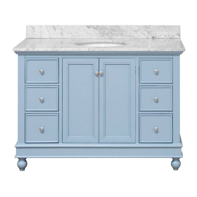 KitchenBathCollection Bella 48" Bathroom Vanity with Carrara Marble Top